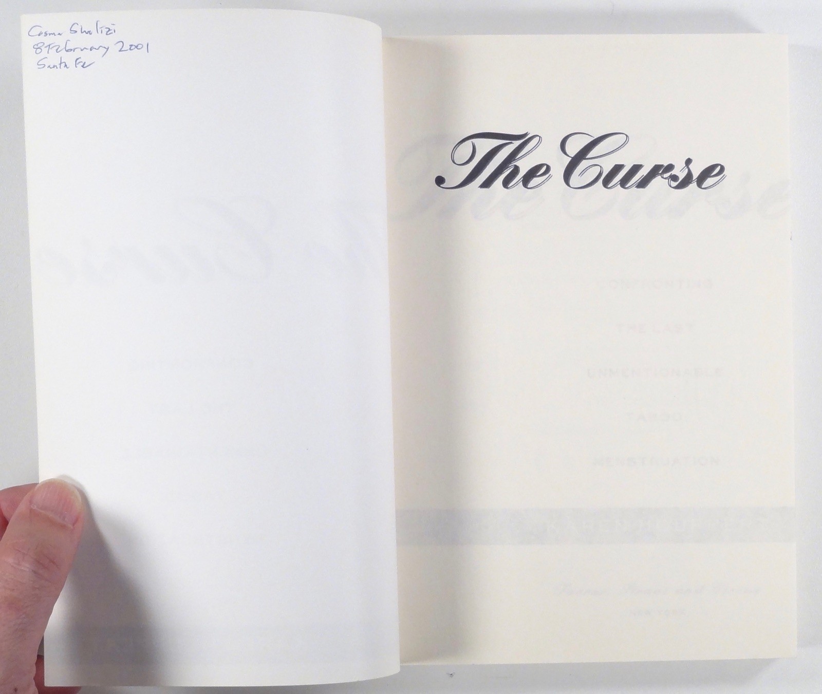 1999 Houppert THE CURSE Confronting the Taboo of Menstruation WOMEN’S HEALTH 1st