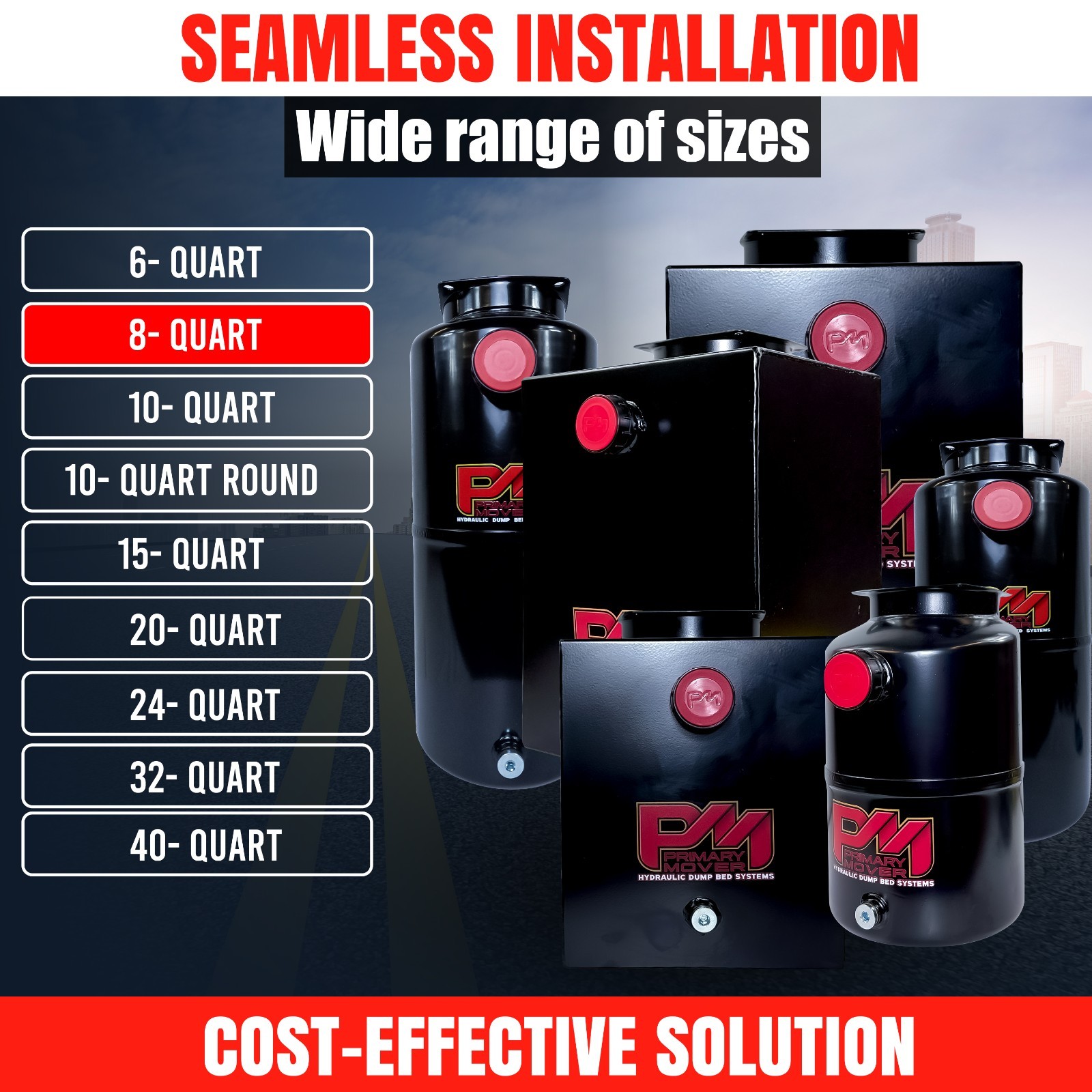 Hydraulic Power Unit Replacement Reservoir 8 Quart Steel Round