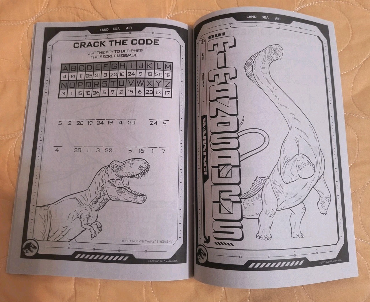 Jurassic World Dinosaurs Coloring/Activity Book with Tear/Share Pages 🆕🆓ship!
