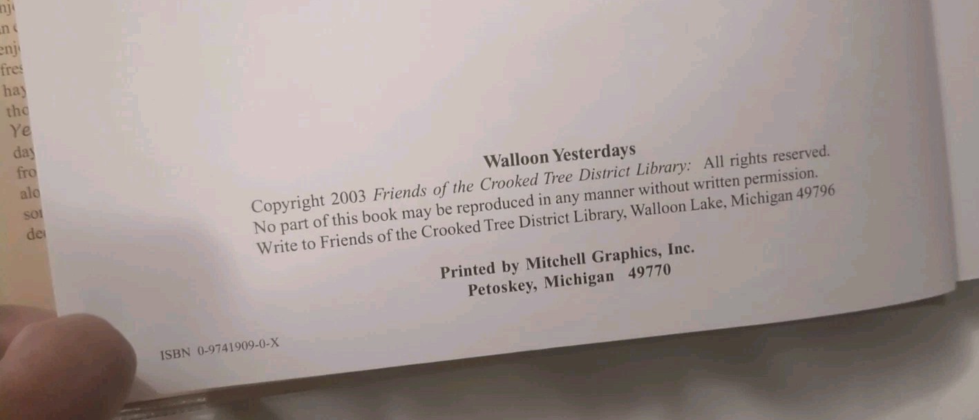 Walloon Yesterdays 2003 MULTI-SIGNED by Authors Erb Hermann Schloff Michigan HC