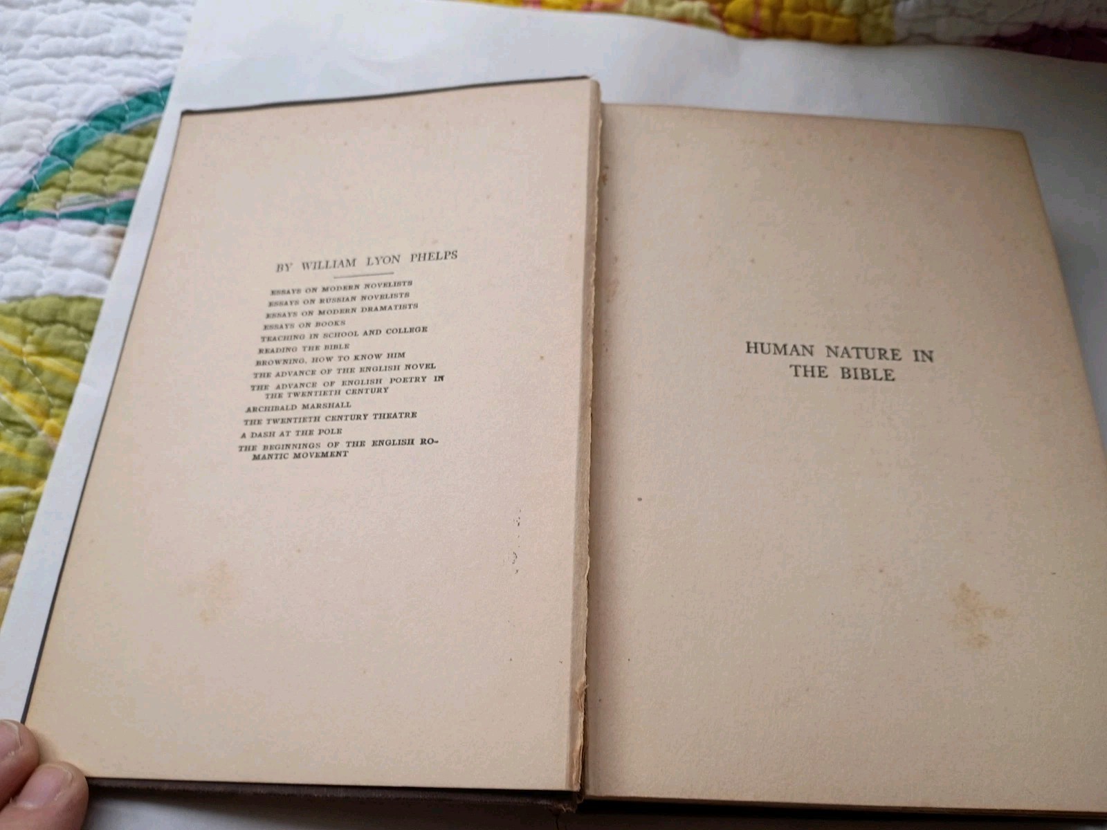 Human Nature In The Bible, William Lyon Phelps 1922 – Rare First Edition