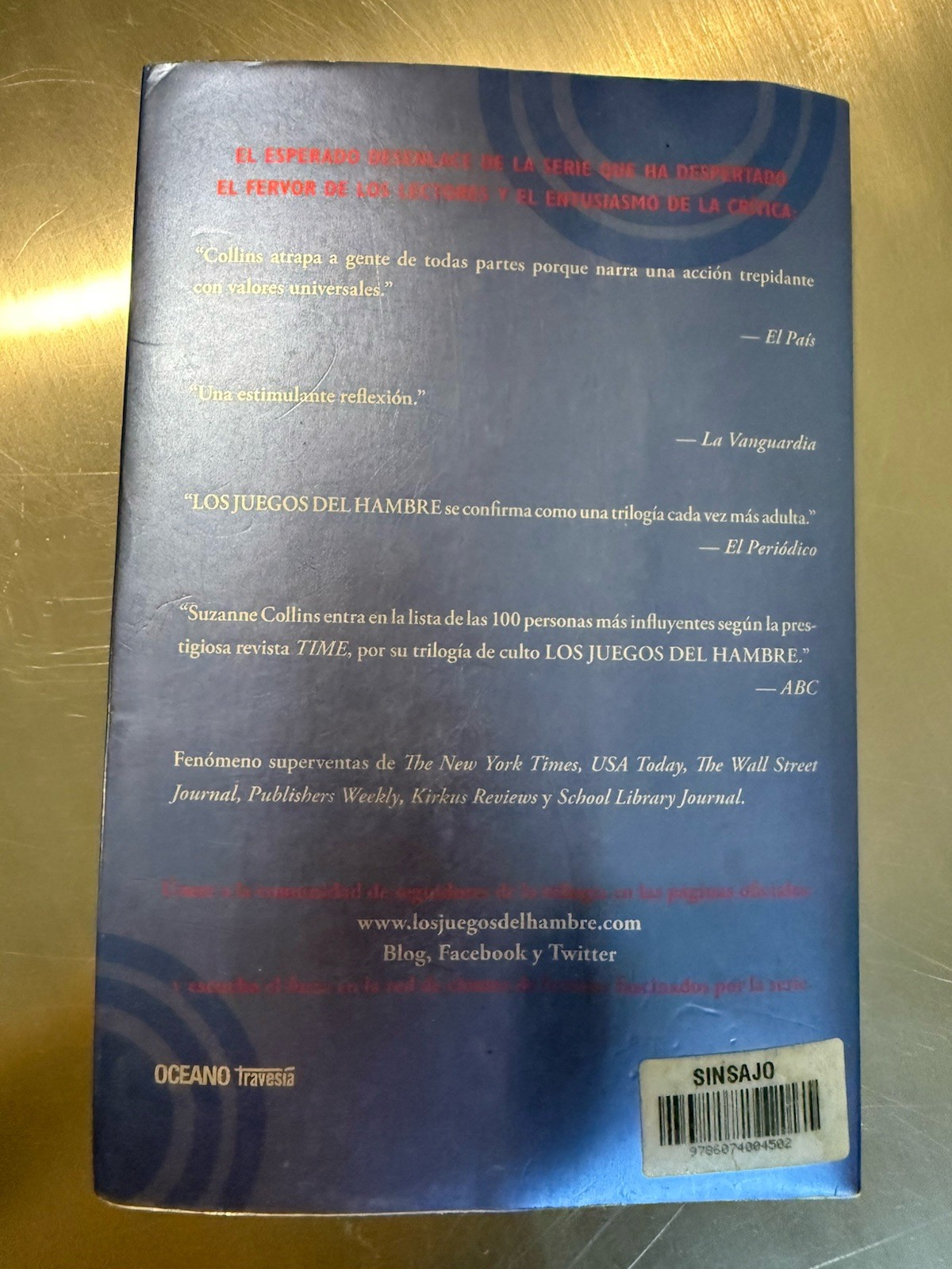 Sinsajo by Suzanne Collins Paperback Oceano Spanish Action Adventure Hunger Gam…
