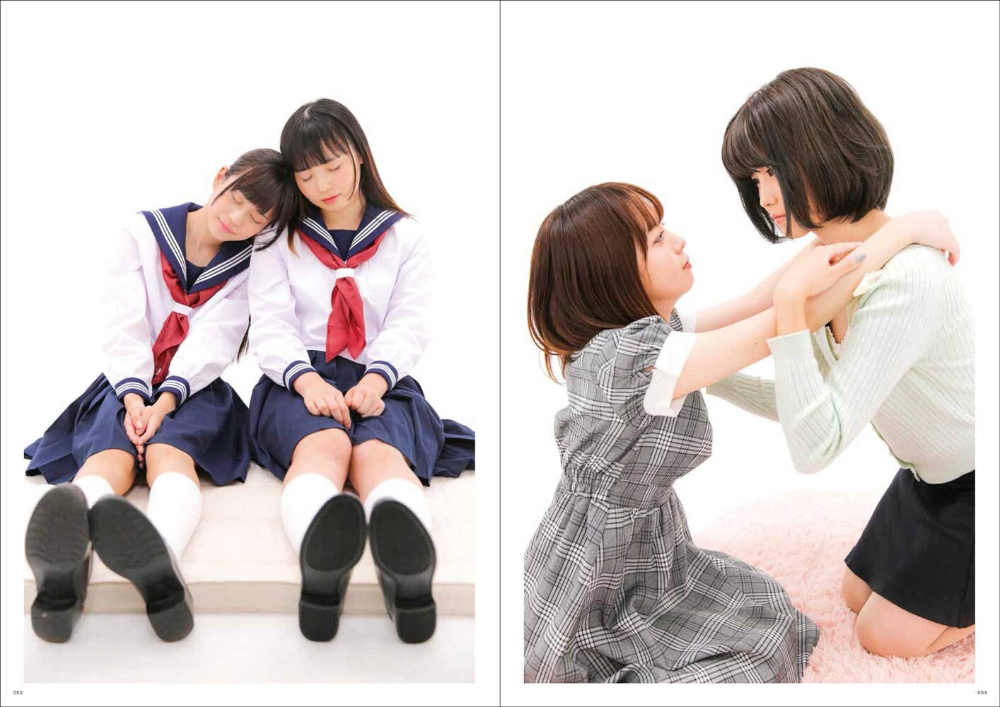 A collection of poses for drawing two people attracted to each other in the Yuri