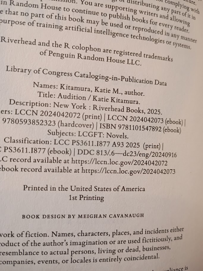 Audition : A Novel by Katie Kitamura 1st Printing (2025, Hardcover) NEW