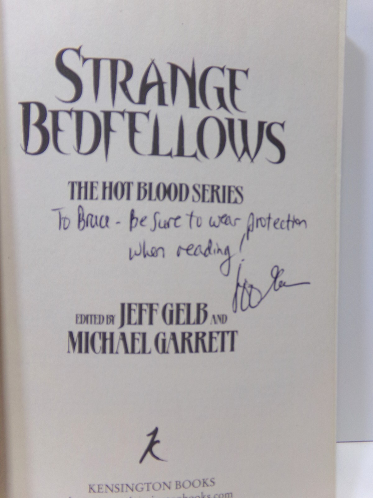 Strange Bedfellows Tales Erotic Horror SIGNED Editor Jeff Gelb w/ COA 080122WNON