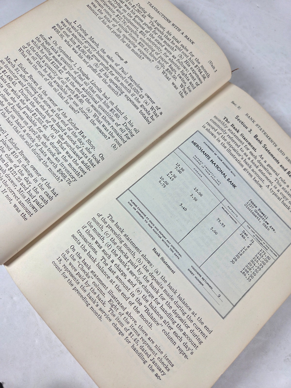 1948 Applied Business Arithmetic Curry Piper School Text Book HC Fifth Edition