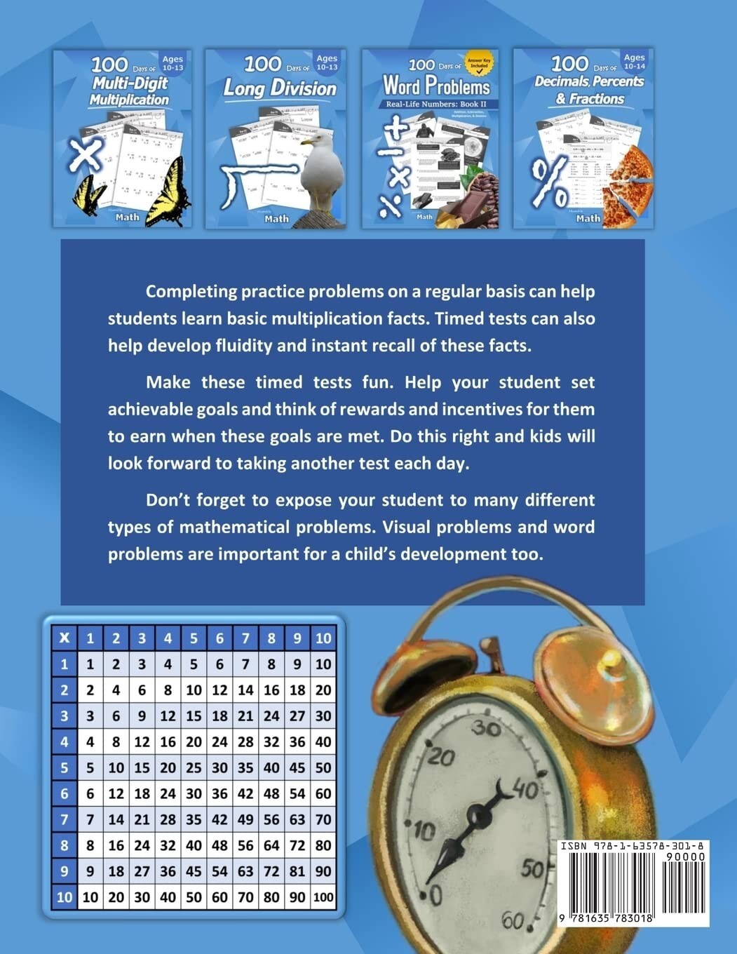 2nd 3rd 4th Grade Math Workbook for Kids Age 7 8 9 10 Multiplication Timed Tests