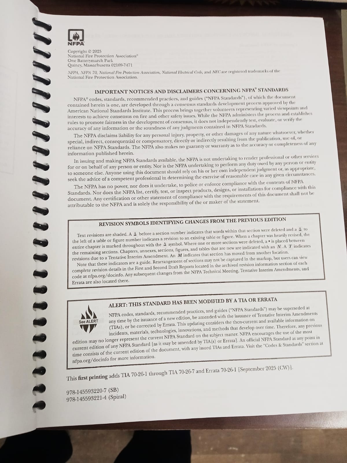 NFPA 70 National Electrical Code 2026 Edition Spiral Free Shipping USA STOCK