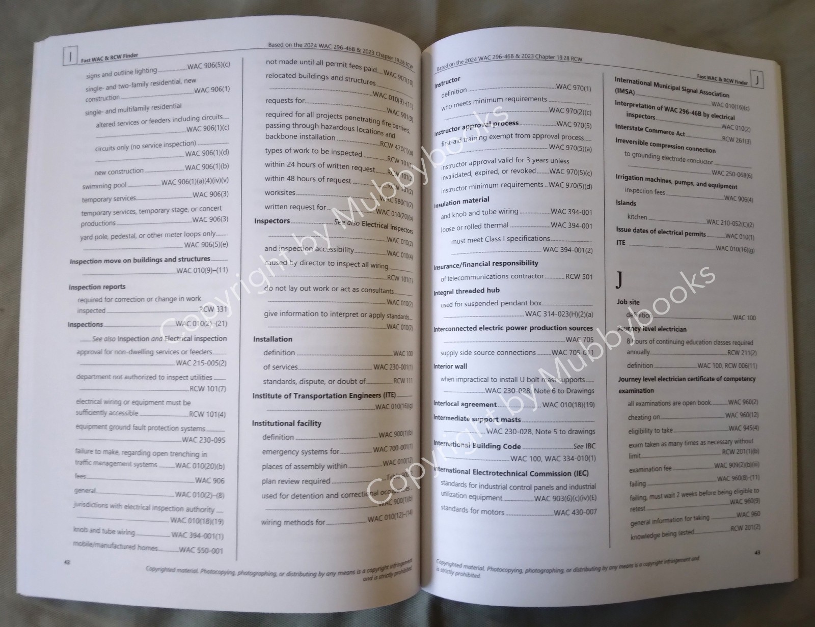 Fast WAC RCW Finder-2025 ed.-Keyword Index WA State Electrical Exam-AUTHENTIC