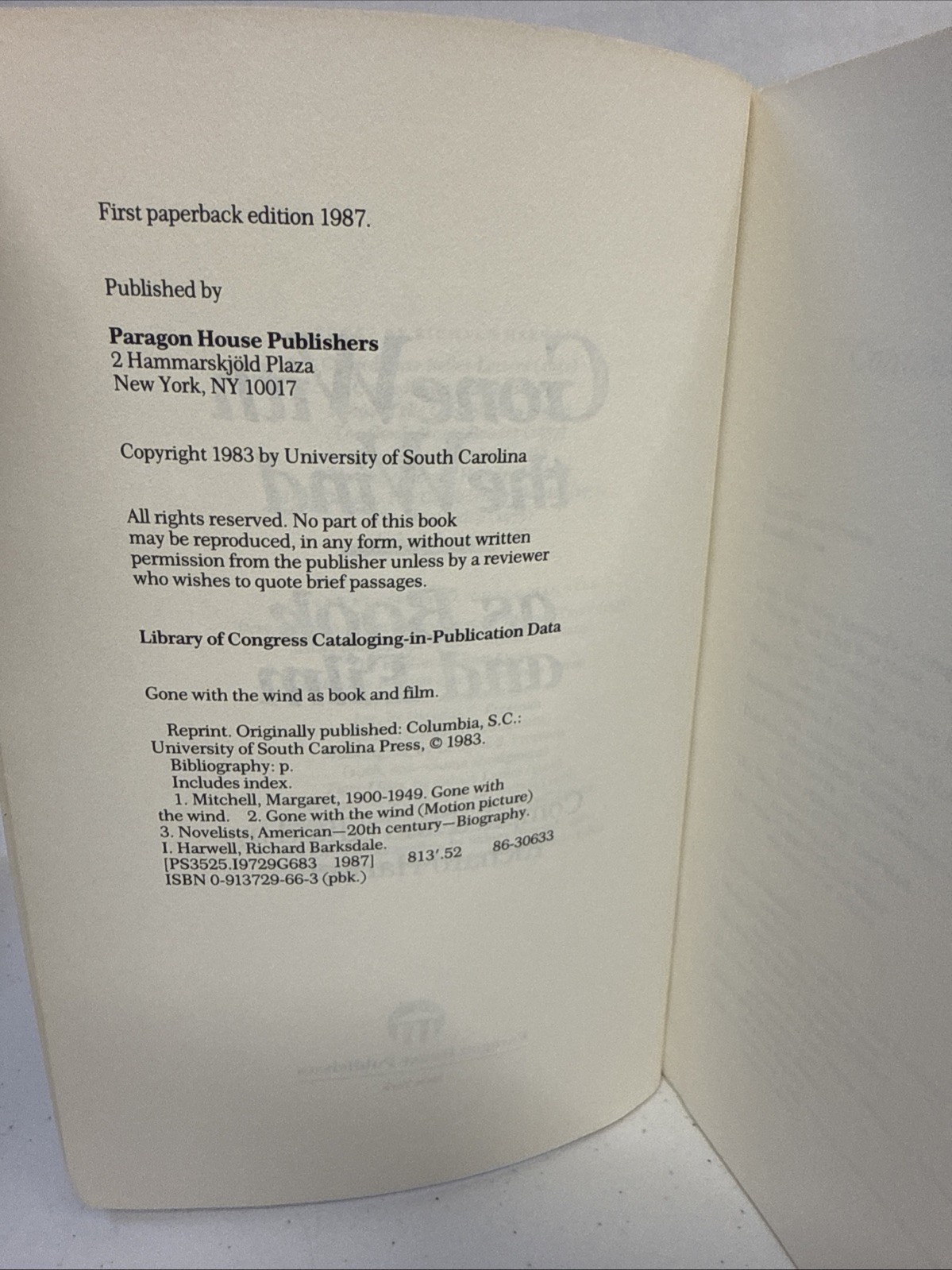 Gone With The Wind As A Book and Film – 1987 First Paperback Edition R. Harwell
