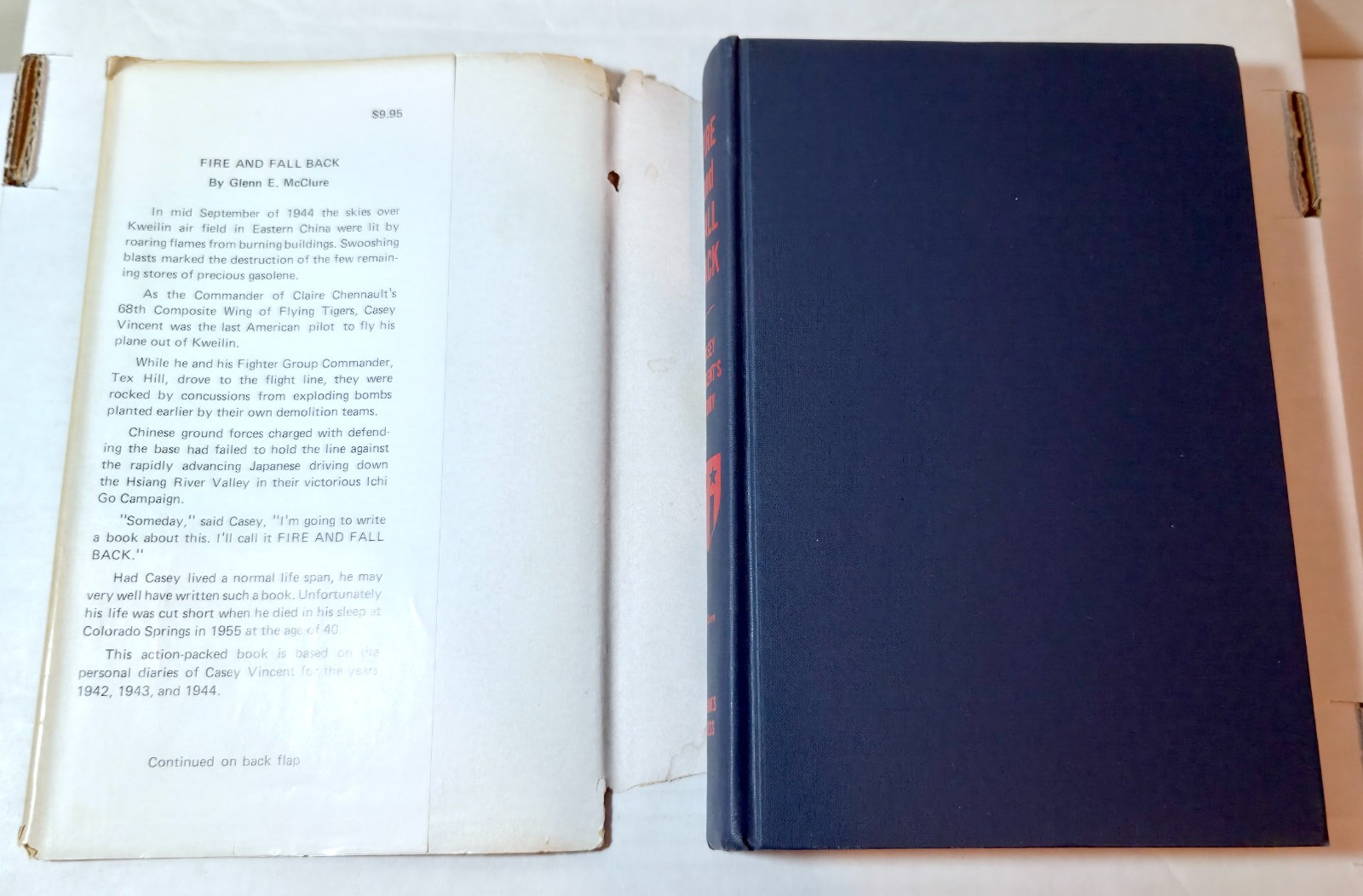 1975 “Fire and Fall Back” Casey Vincent WWII in China Burma India book